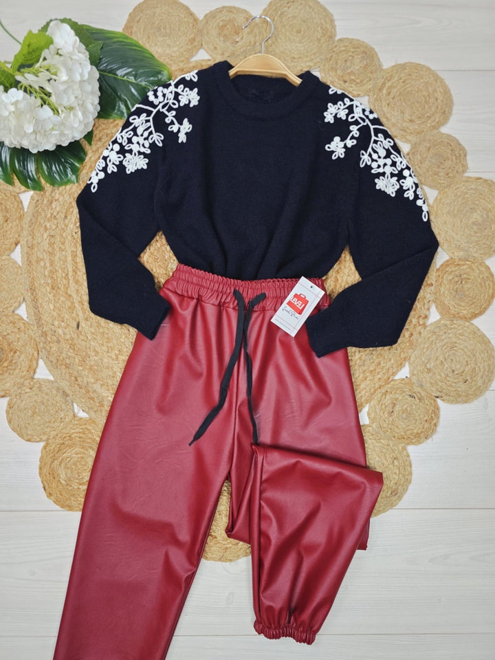 Max maglia con ricamo con fantasia floreale morbido e caldo Nero Level Stores