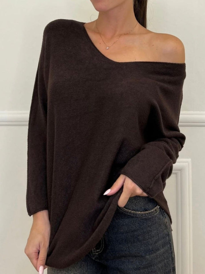 Max maglia scollo a v morbido e caldo Marrone Level Stores