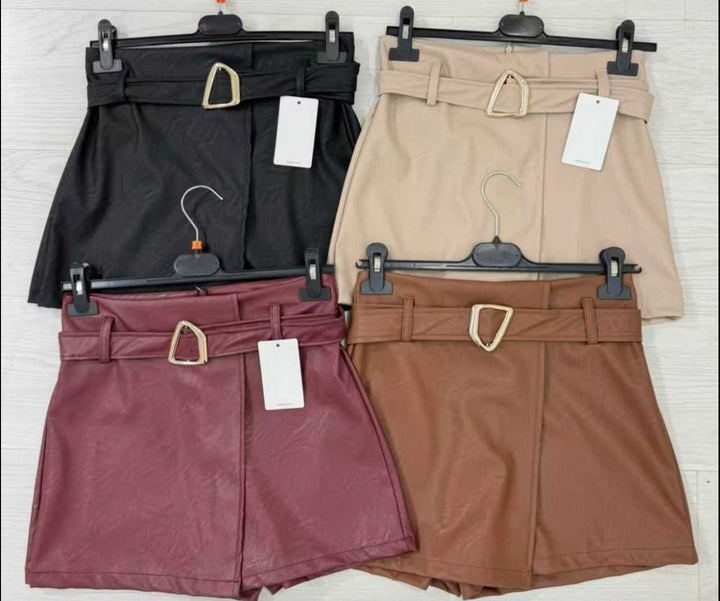 Pantagonna in ecopelle inclusa la cintura elasticizzato Marrone Level Stores