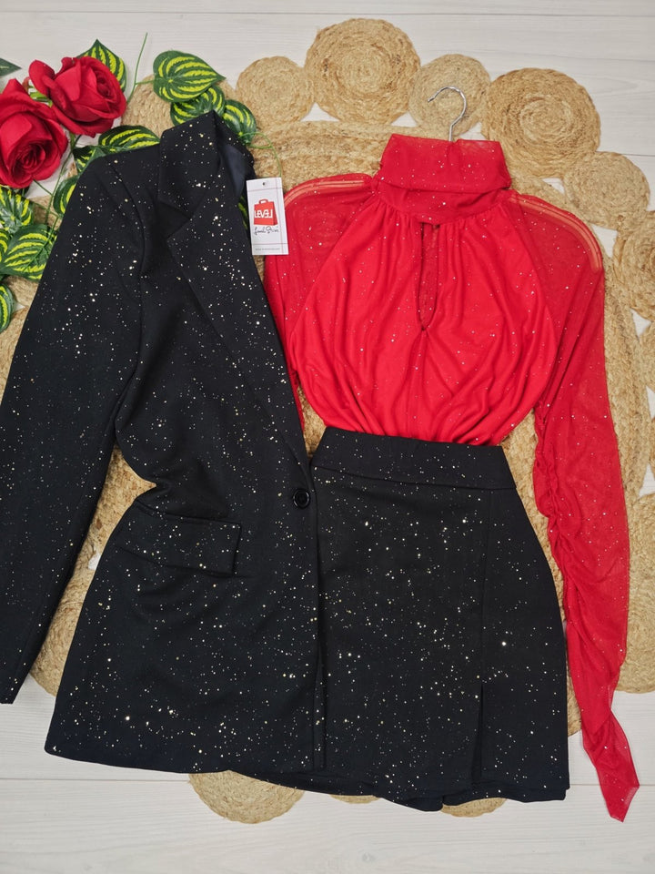 Pantagonna in lurex elasticizzato Nero Level Stores