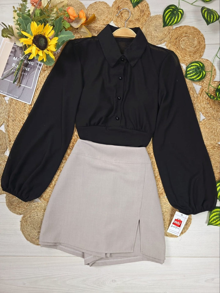 Pantagonna tinta unita con zip - Nero - Level Stores