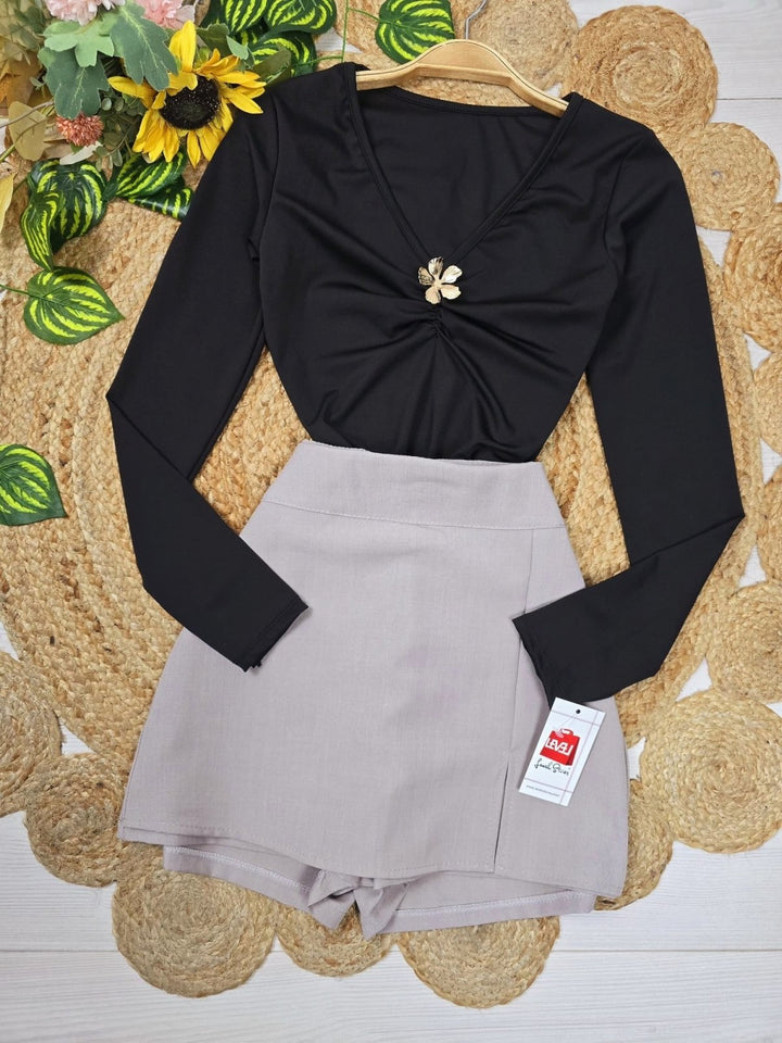 Pantagonna tinta unita con zip - Nero - Level Stores