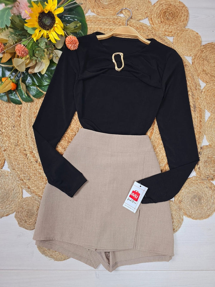 Pantagonna tinta unita con zip - Camel - Level Stores