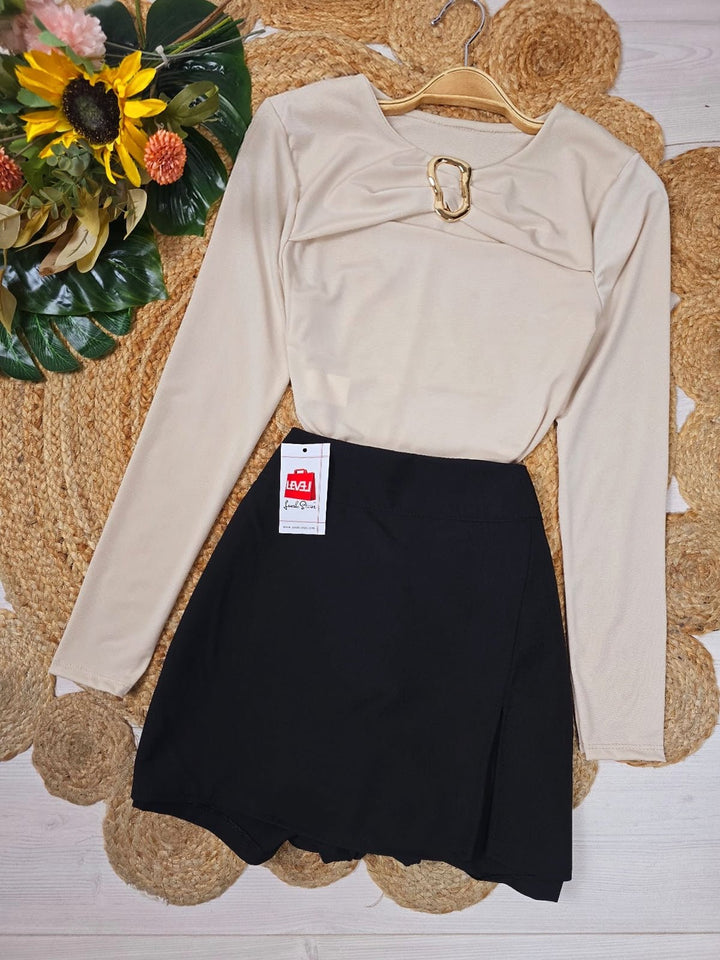 Pantagonna tinta unita con zip - Camel - Level Stores