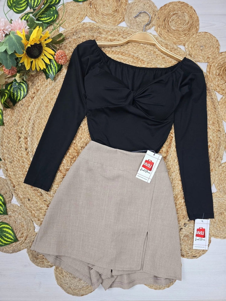 Pantagonna tinta unita con zip - Camel - Level Stores