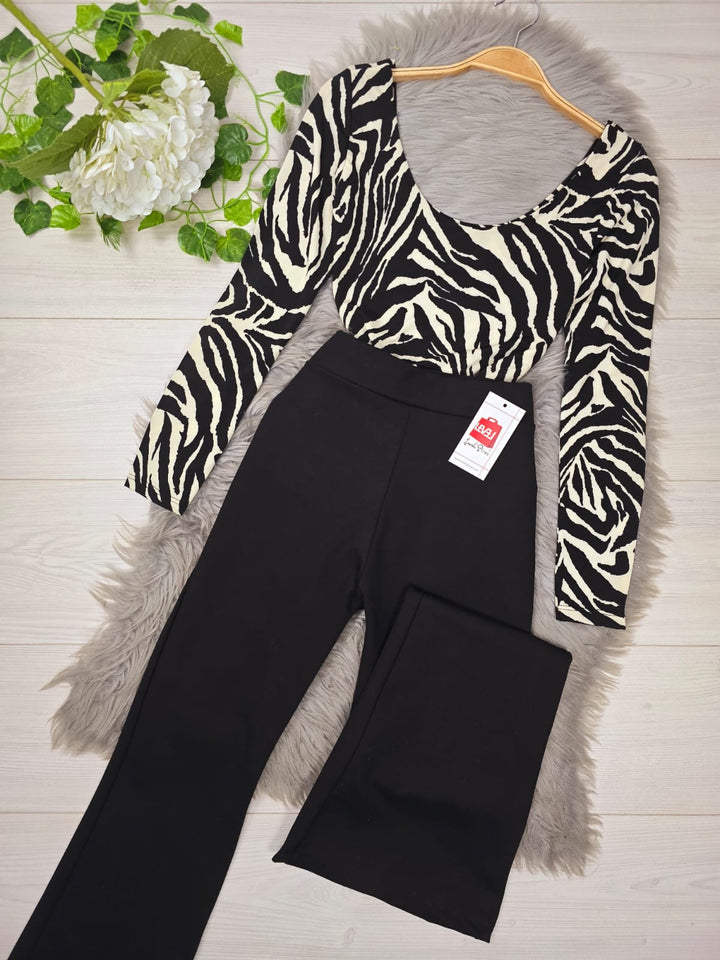 Pantalon modello a zampa pesante tessuto elasticizzato - Marrone - Level Stores