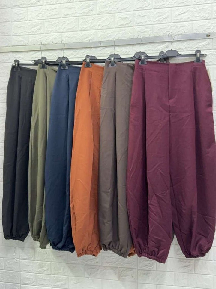 Pantalone a vita alta con pinces e tasche con elastico morbido Blu scuro Level Stores