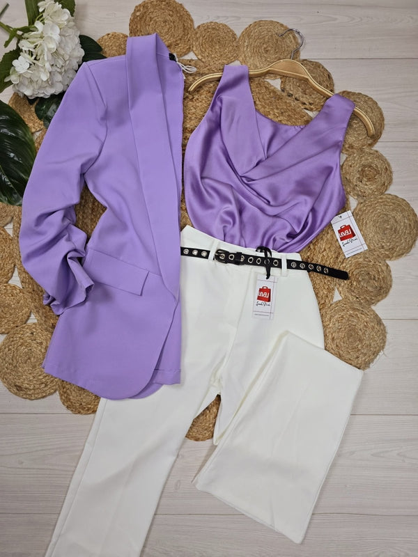 Pantalone a zampa inclusa la cintura - Bianco - Level Stores