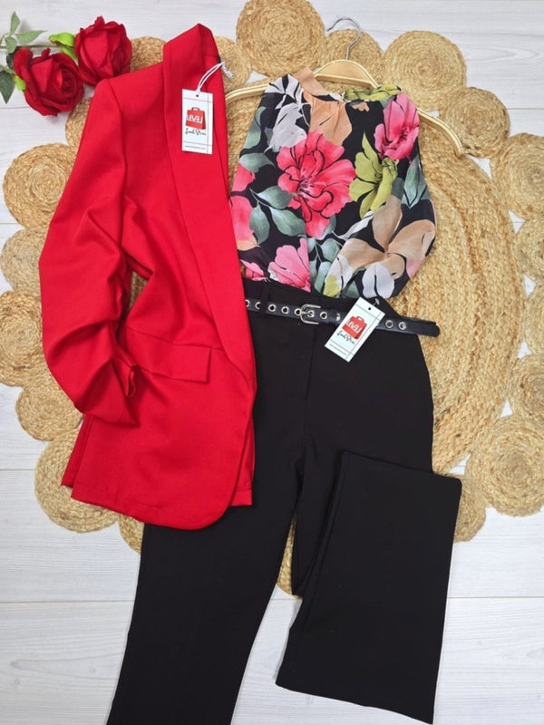 Pantalone a zampa inclusa la cintura - Nero - Level Stores