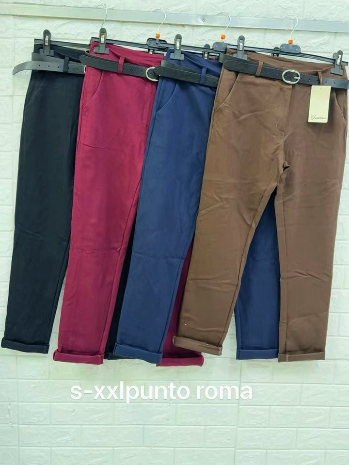 Pantalone con tasche modello skinny con cintura inclusa elasticizzato Bordo Level Stores