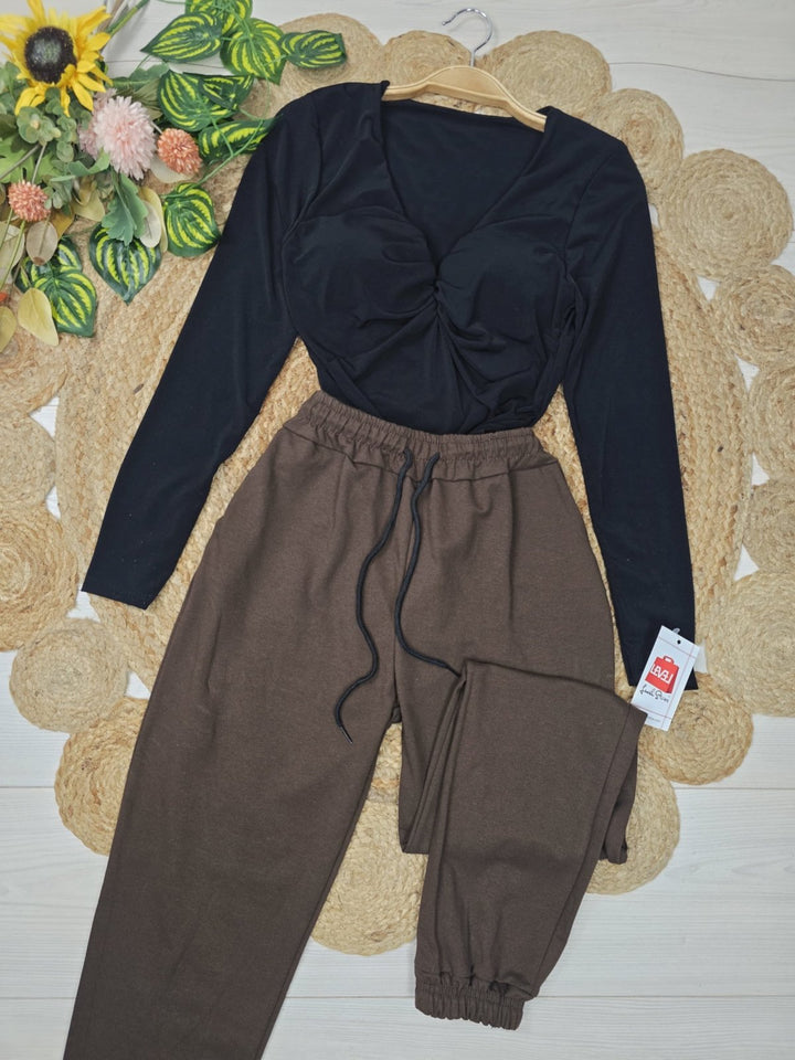 Pantalone ginnico di cotone Sportivo Casual（New） Marrone Level Stores