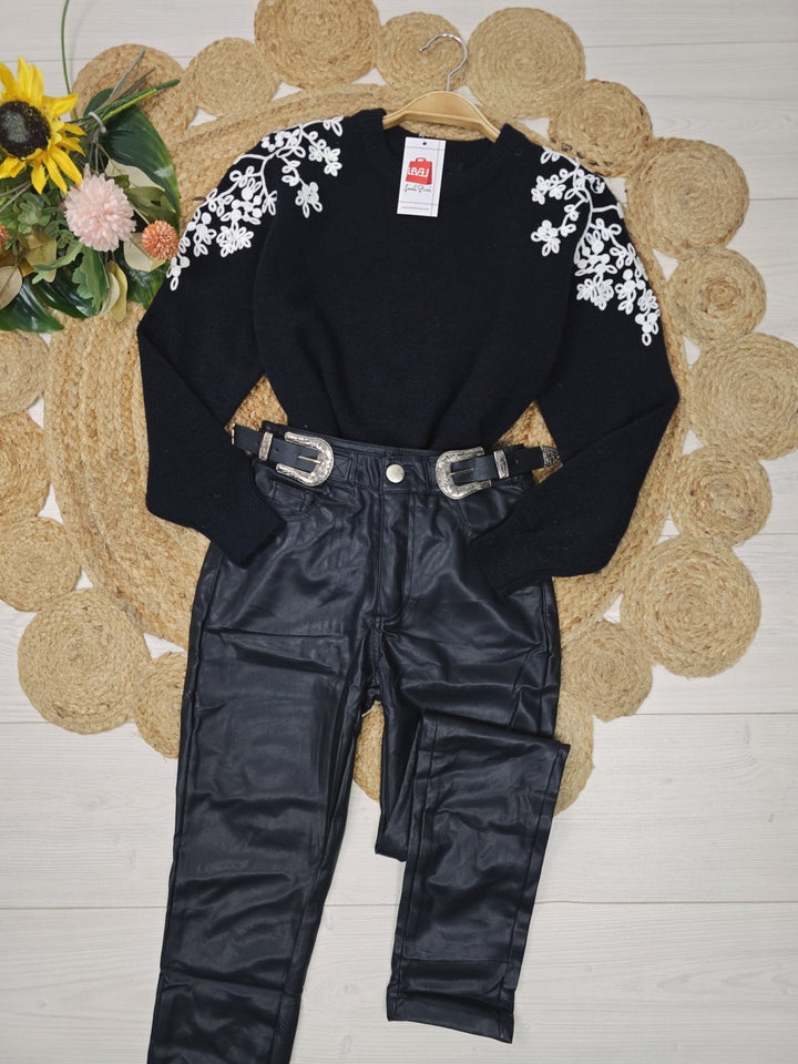 Pantalone in ecopelle felpato dentro elasticizzato Nero Level Stores