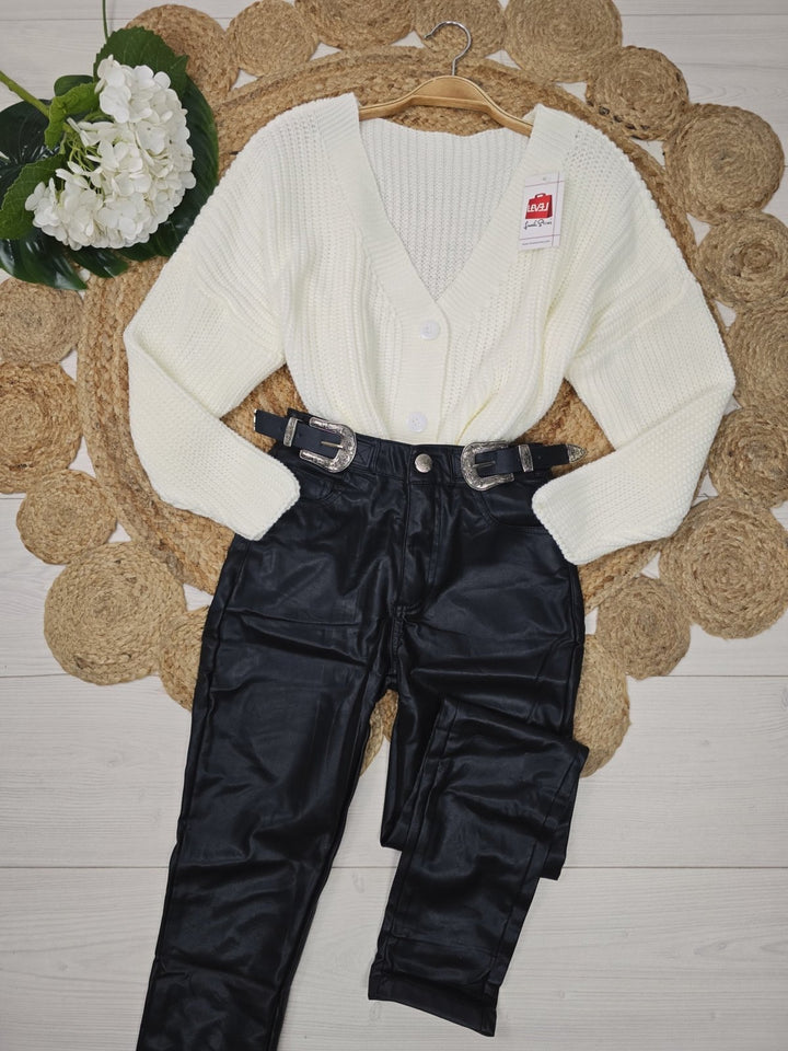 Pantalone in ecopelle felpato dentro elasticizzato Nero Level Stores