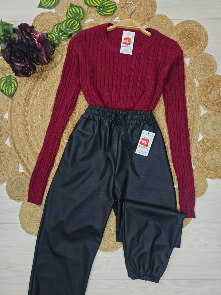 Pantalone in ecopelle Nero Level Stores