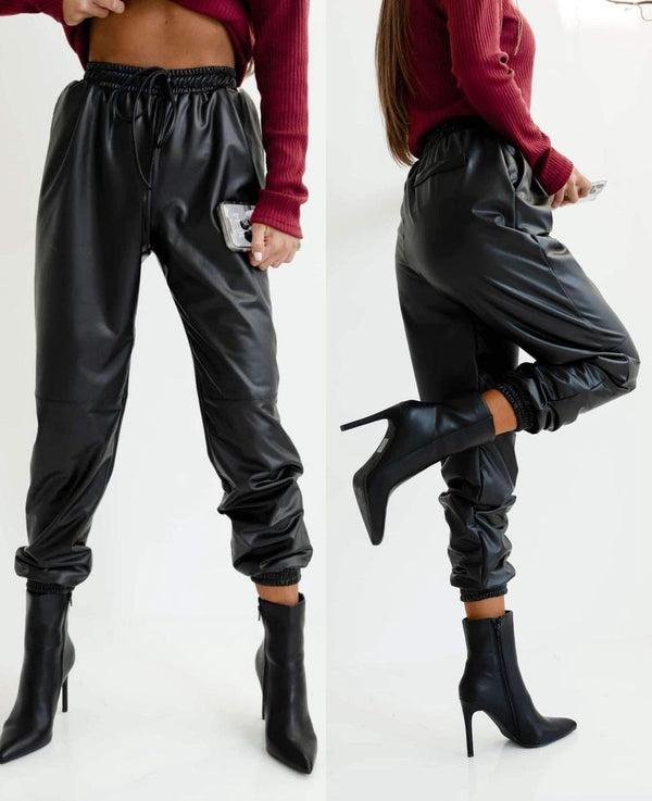 Pantalone in ecopelle - Nero - Level Stores