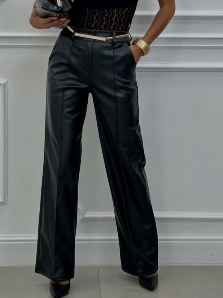 Pantalone in ecopelle modello palazzo Nero Level Stores