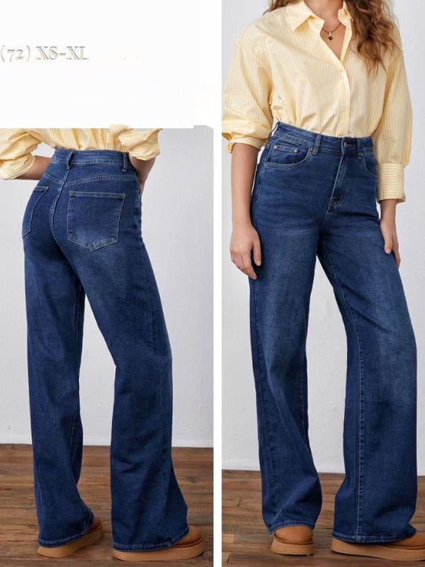 Pantalone in jeans scuro modello palazzo elasticizzato Morbido Casual Jeans scuro Level Stores