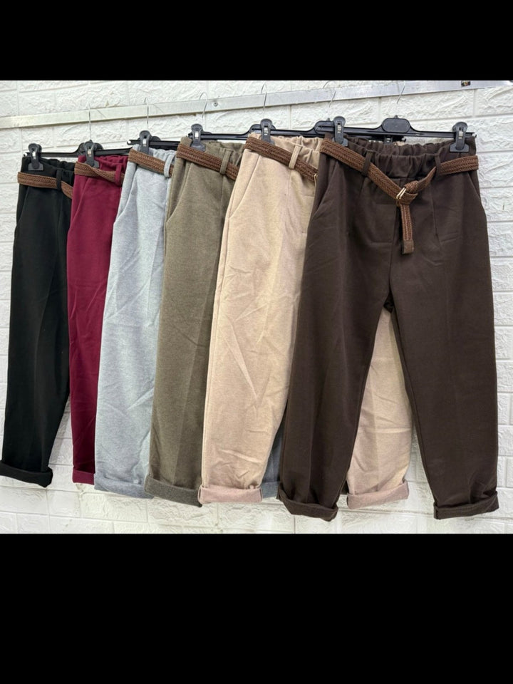 Pantalone in panno elastico in vita con cintura abbinata inclusa Nero Level Stores