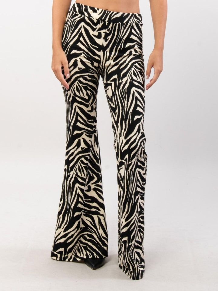 Pantalone modello a zampa con fantasia animali - Zebra - Level Stores