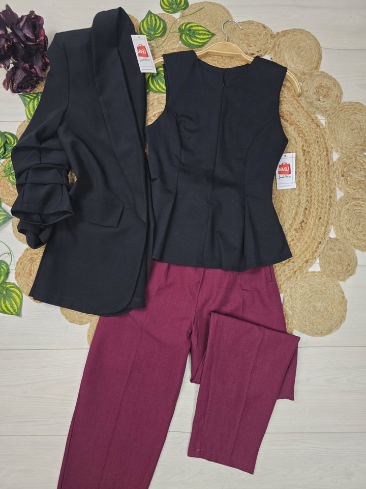 Pantalone modello classico a vita alta con pinces con tasche Nero Level Stores
