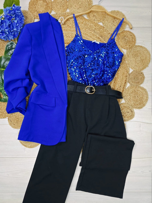 Pantalone modello palazzo elastico in vita inclusa la cintura - Nero - Level Stores