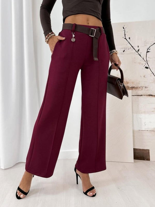 Pantalone modello palazzo elastico in vita inclusa la cintura` Bordo Level Stores