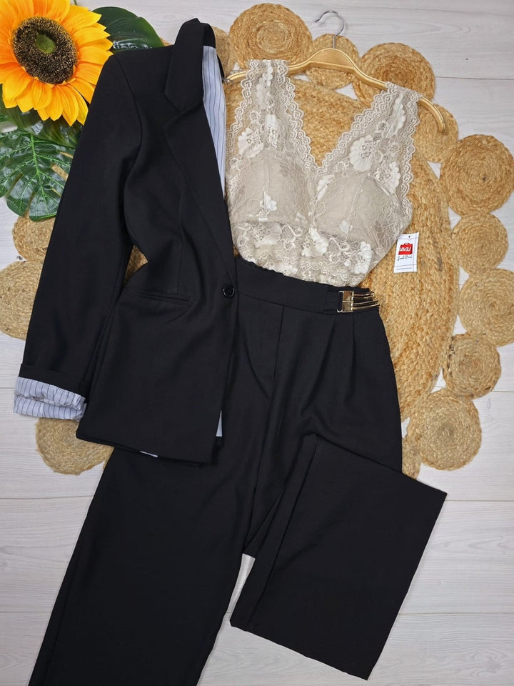 Pantalone modello palazzo elastico sul retro - Celeste - Level Stores