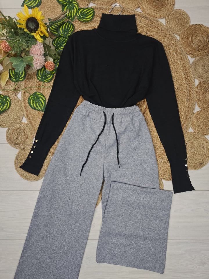 Pantalone modello palazzo in tinta unita Grigio Level Stores