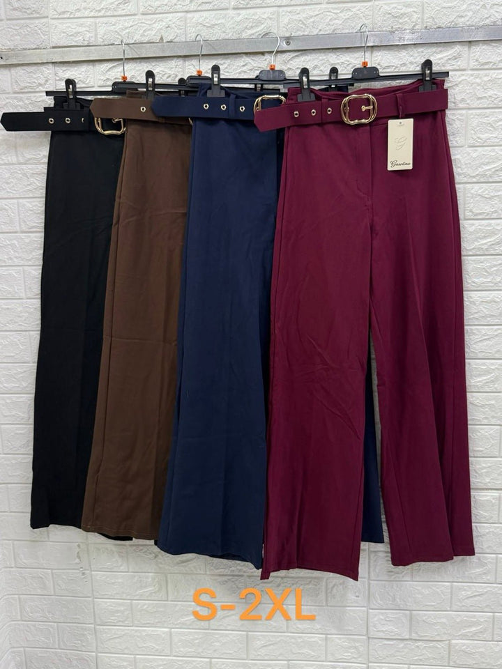 Pantalone modello palazzo inclusa la cintura elasticizzato Marrone Level Stores