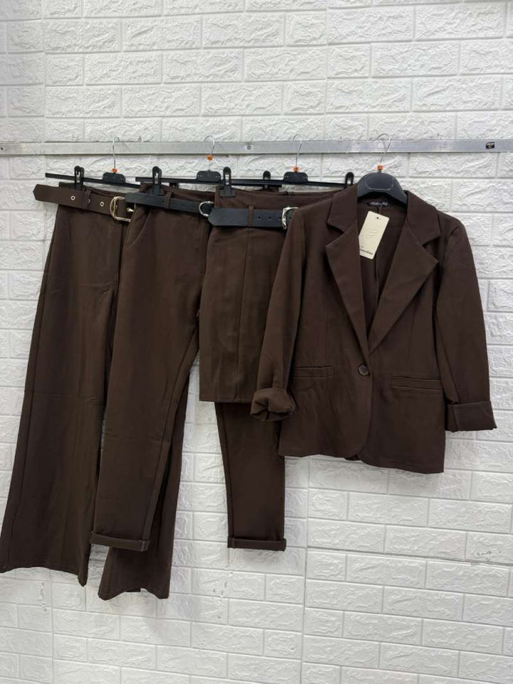 Pantalone modello palazzo inclusa la cintura elasticizzato Marrone Level Stores