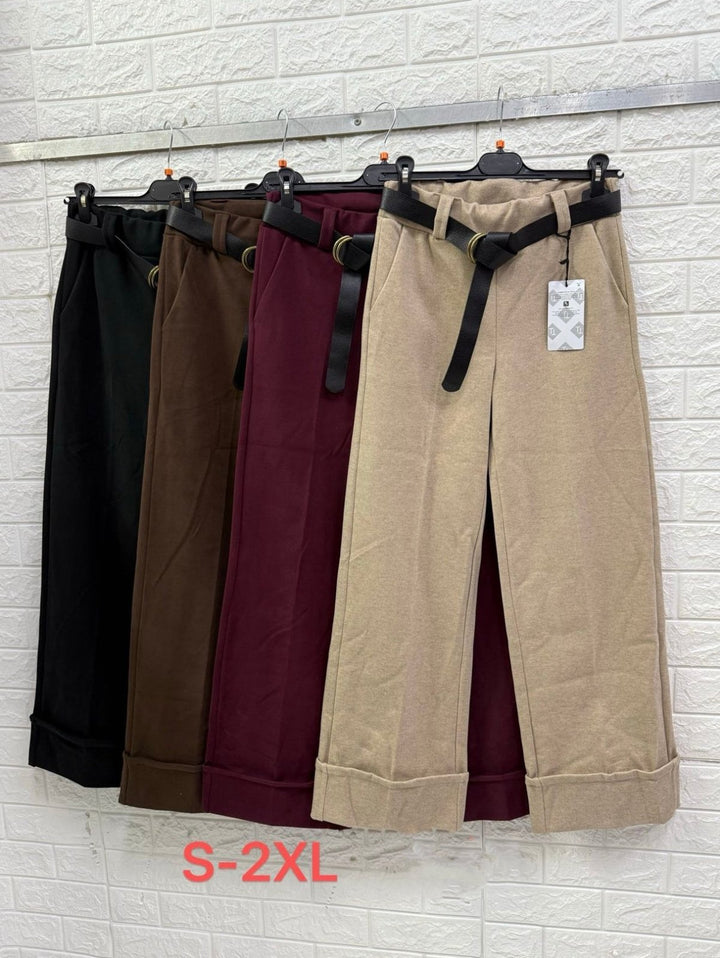 Pantalone modello palazzo&nbsp;elastico in vita inclusa la cintura Nero Level Stores