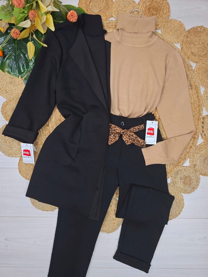 Pantalone modello skinny con cintura inclusa con tasche elasticizzato Blu scuro Level Stores