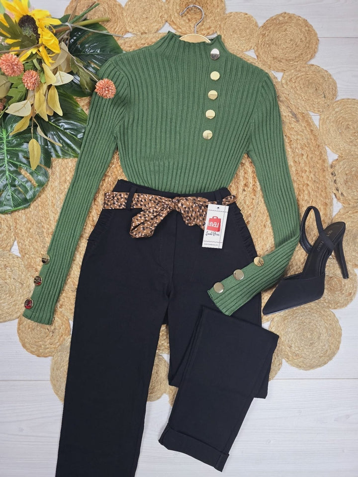 Pantalone modello skinny con cintura inclusa con tasche elasticizzato Blu scuro Level Stores