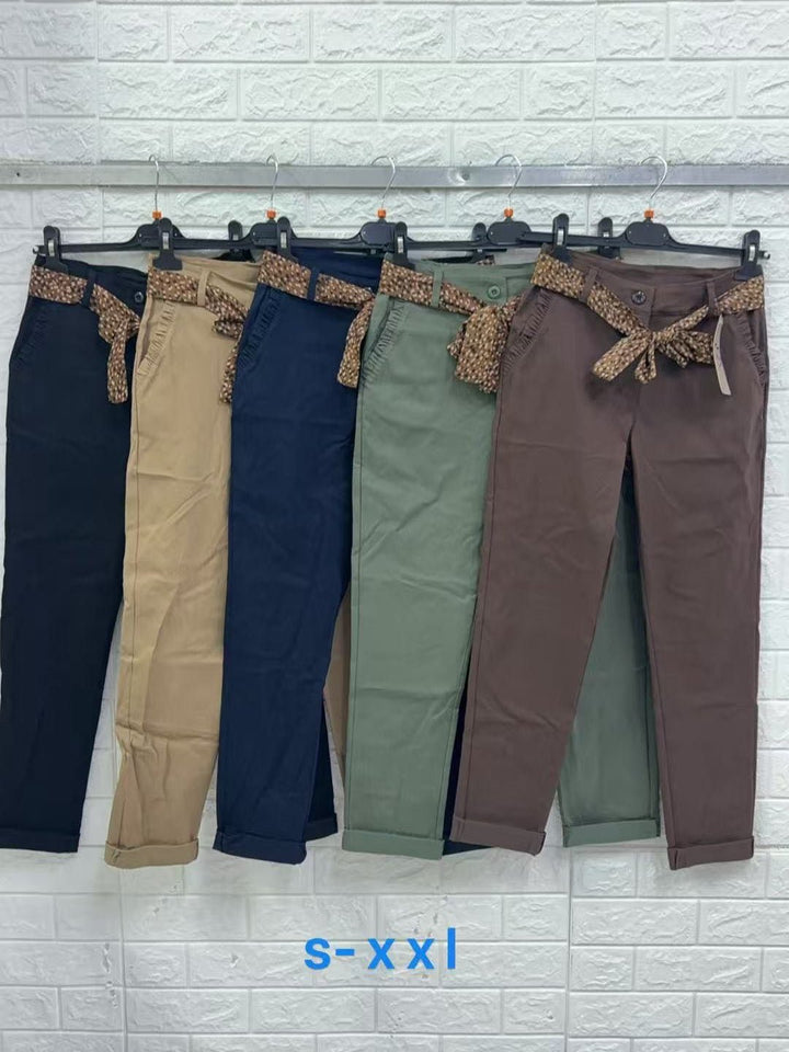 Pantalone modello skinny con cintura inclusa con tasche elasticizzato Blu scuro Level Stores