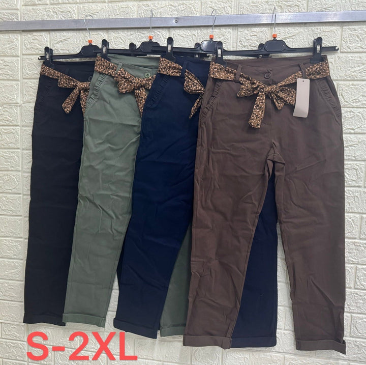 Pantalone modello skinny con cintura inclusa - Verde militale - Level Stores