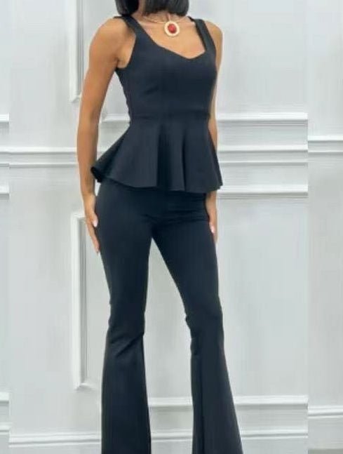 Pantalone modello vita alta a zampa Marrone Level Stores