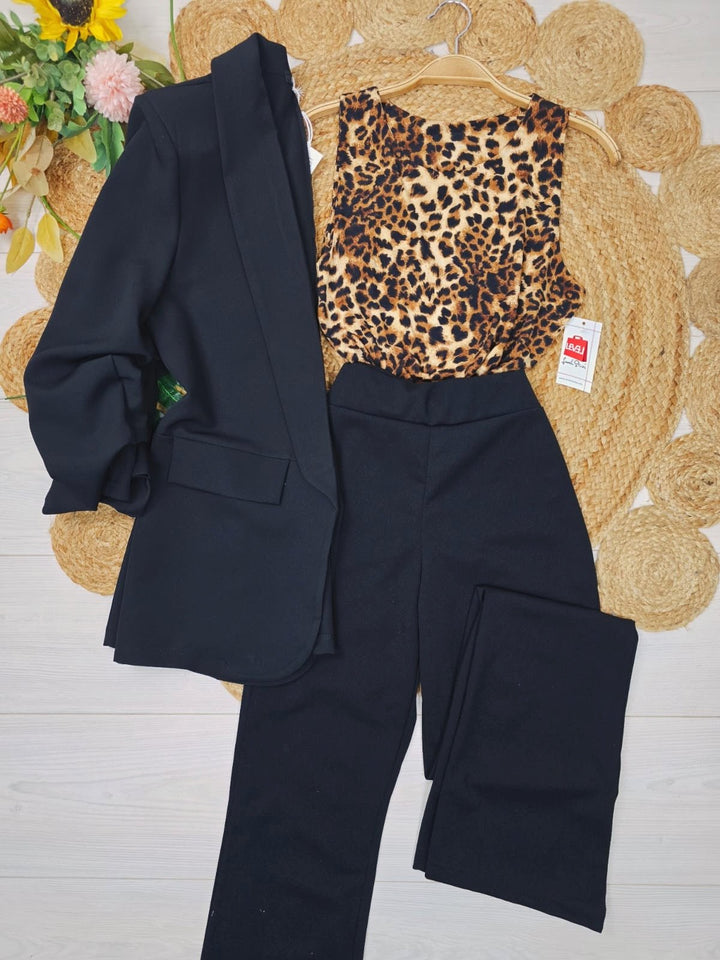 Pantalone modello vita alta a zampa - Nero - Level Stores