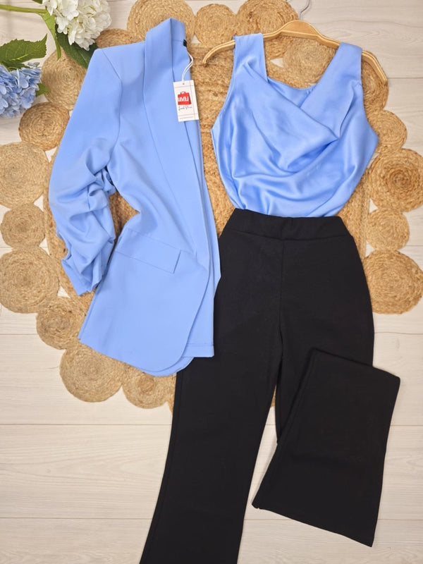 Pantalone modello vita alta a zampa - Nero - Level Stores