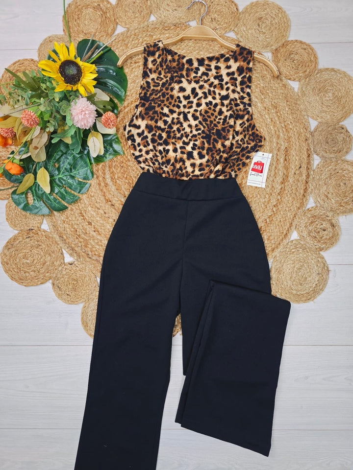 Pantalone modello vita alta a zampa - Nero - Level Stores