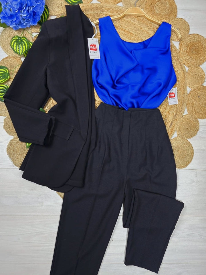 Pantalone modello zara vita alta con cerniera - Nero - Level Stores