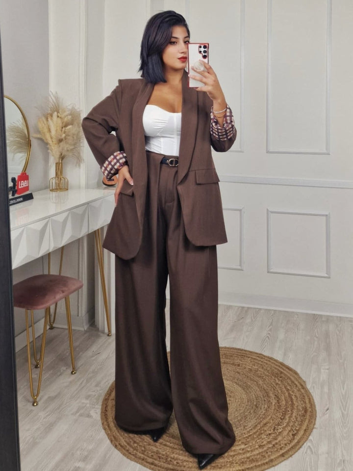Pantalone palazzo con vita elasticizzata e cintura inclusa Nero Level Stores