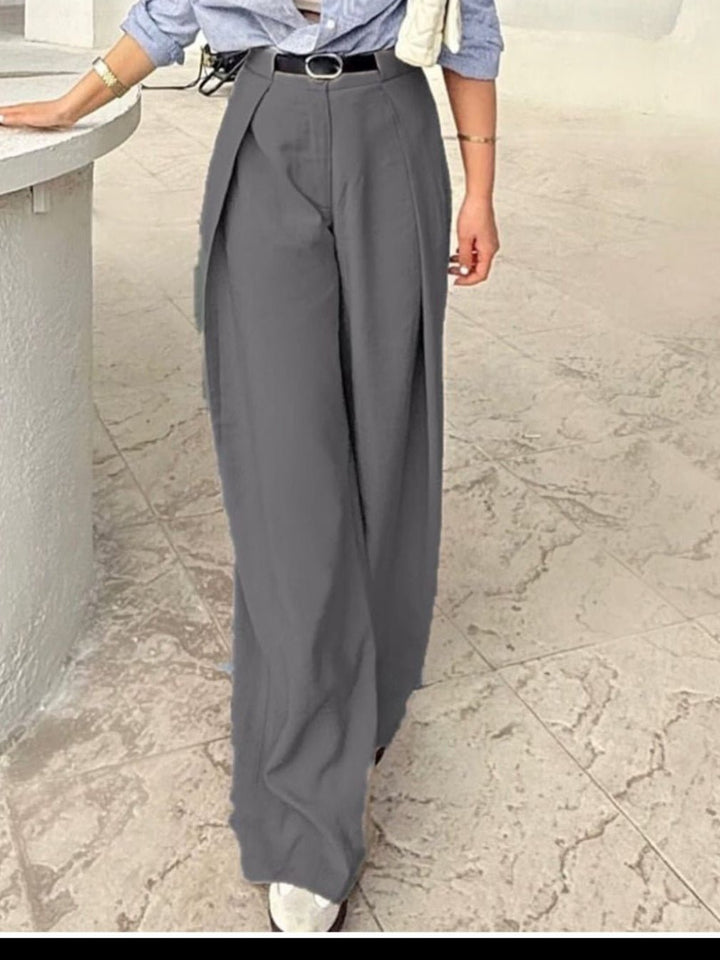 Pantalone palazzo con vita elasticizzata e cintura inclusa Marrone Level Stores