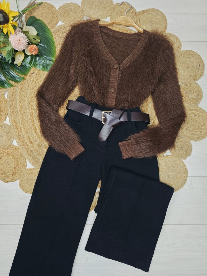 Pantalone palazzo elasticizzato inclusa la cintura disponibili Nero Level Stores