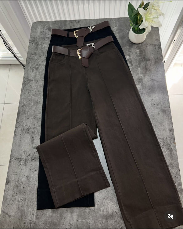 Pantalone palazzo elasticizzato inclusa la cintura disponibili Nero Level Stores