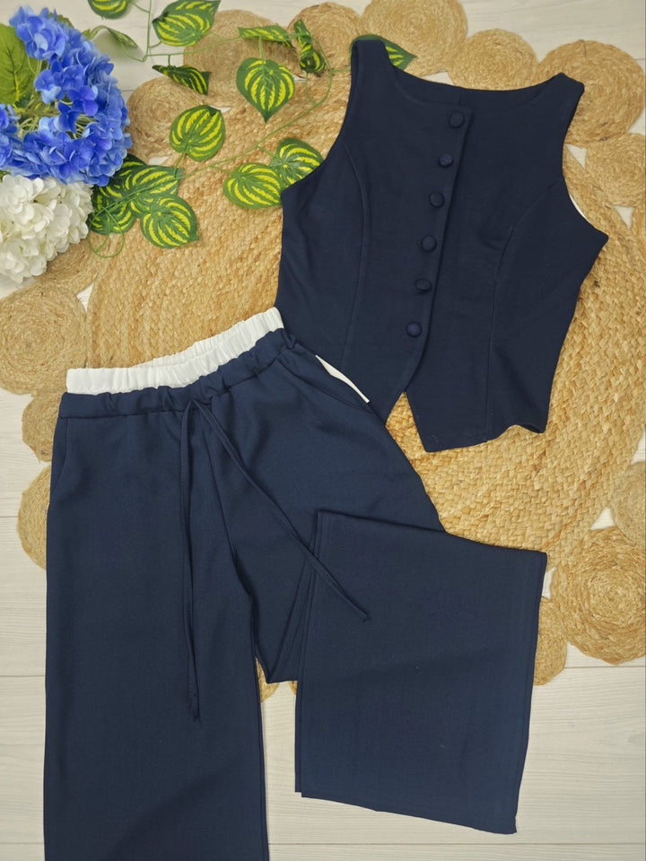 Pantalone palazzo elastico in vita con lacci regolabili Beige Level Stores
