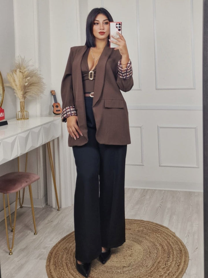 Pantaloni palazzo elastico in vita e cintura inclusa Nero Level Stores