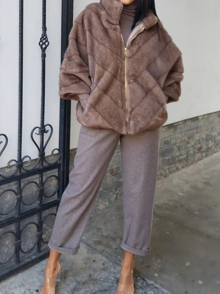 Pellicci con zip con tasche morbido e caldo Camel Level Stores