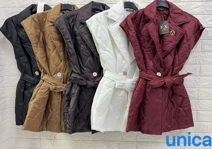 Piumino Gilet effetto bomber inclusa la cintura Nero Level Stores