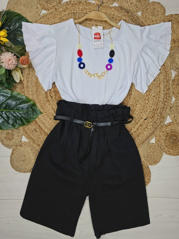 Short bermuda elastico in vita inclusa la cintura Morbido Casual Elasticizzato - Nero - Level Stores