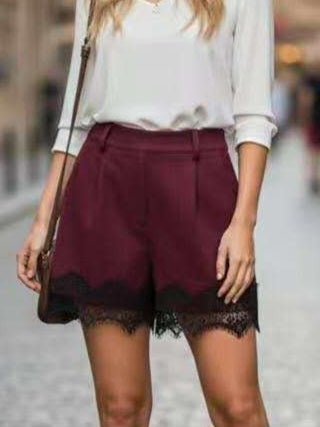 short in panno elastico sul retro in pizzo elasticizzata non inclusa la cintura con tasche Bordo Level Stores